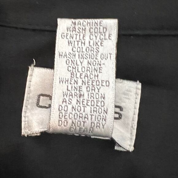 Chicos Womens Blouse Size XL Black Long Sleeve Button Up Collared Bling Bodice - Picture 5 of 5